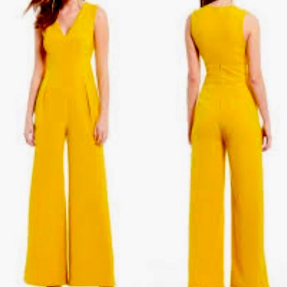 NWOT! Large Sugar Lips, Mustard/Yellow V-neck Wide-leg Jumpsuit/Romper(runs big)